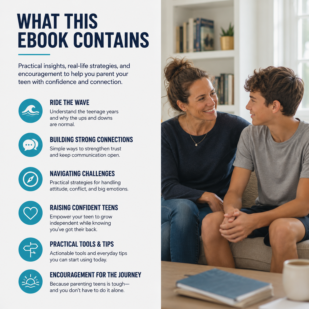 Teen Parenting – Riding the Wave illustrating key communication stages and conflict de-escalation strategies for parents.