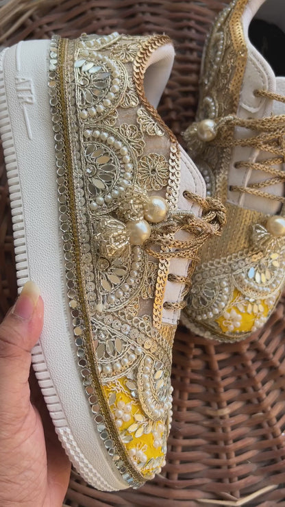 Gold & Yellow Hand-Embellished Bridal Sneakers