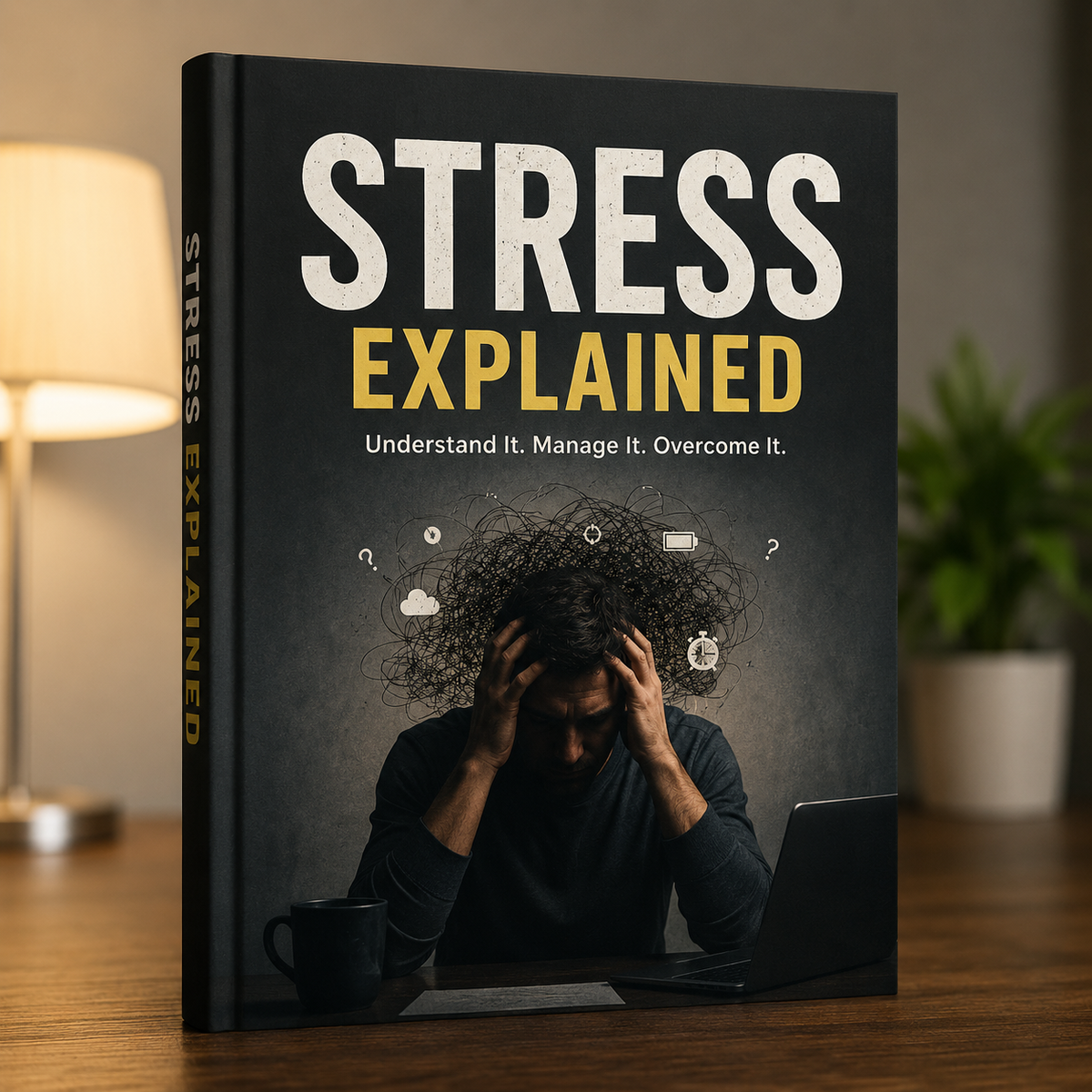 Front cover of the Stress Explained book showing a clean design on nervous system health and stress management.