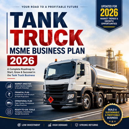 Tank Truck MSME Business Plan 2026 featuring heavy-duty plate rolling machines, dish flanging presses, and custom stainless/mild steel transport tankers.