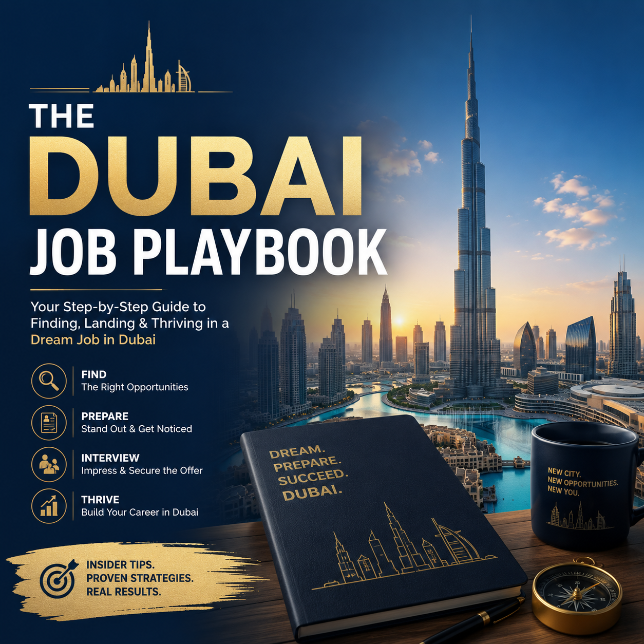 The Dubai Job Playbook showing a clean modern design focused on UAE employment and career strategy.