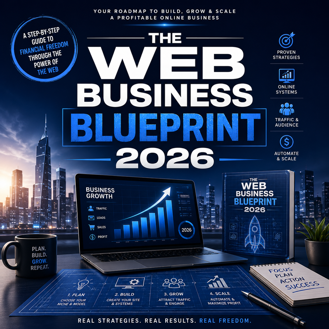 The Web Business Blueprint 2026 featuring modern digital enterprise architecture, web strategy, and online growth models.