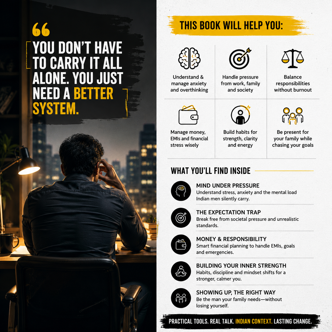 Promotional graphic for a book titled 'You Don't Have to Carry It All Alone. You Just Need a Better System.