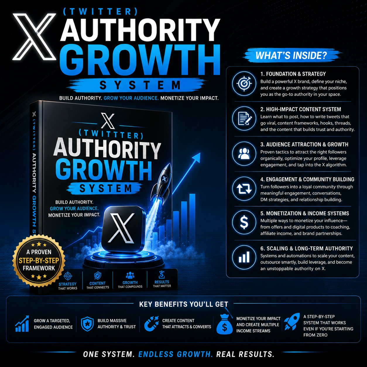 X growth engine: hook-driven long-form posts, bookmark-worthy resource threads, verified reply networking, and email list conversion funnels.